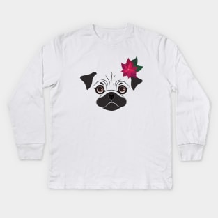 Pug, cute dog Kids Long Sleeve T-Shirt